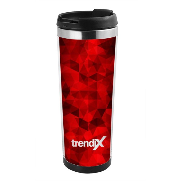 Trendix Mug İçi Çelik Termos Bardak 350 ml - Kırmızı Desenli resmi