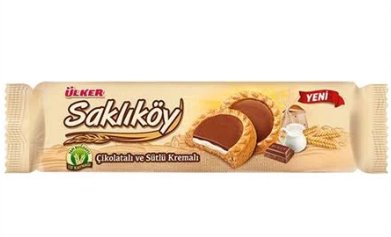 Ülker Saklıköy Çikolata ve Sütlü Kremalı Bisküvi 100 g 18'li Paket resmi