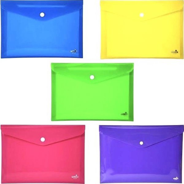 Umix Çıtçıtlı Zarf Dosya A4 5'li Neon Renkler - 300 Mikron Kalınlık resmi
