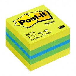 3M Post-it 2051L Yapışkanlı Not Kağıdı Mini Küp 51 mm x 51 mm 400 Yaprak Sarı  resmi