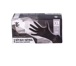 Has-Pet Pudrasız Nitril Eldiven Siyah XL 100'lü Paket resmi